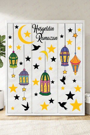 Hoşgeldin Ramazan Bayramı Yapışkanlı Sticker Iz Bırakmayan Duvar Cam Dolap Çıkartması Süsü 53 Parça - 5