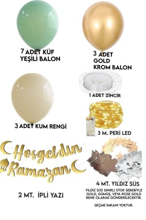 Hoşgeldin Ramazan Gold Yazı Ledli Zincir Balon Seti 11 Ayın Sultanı Ramazan Bayramı Oda Süsleme Seti RAMAZANGOLDSET - 4