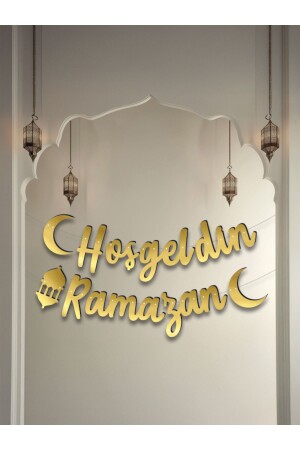 Hoşgeldin Ramazan Kaligrafi Gold Banner Afiş - 1