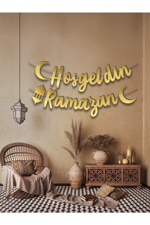 Hoşgeldin Ramazan Kaligrafi Gold Banner Afiş - 4