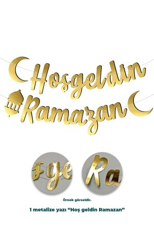 Hoşgeldin Ramazan Kaligrafi Gold Banner Afiş - 7