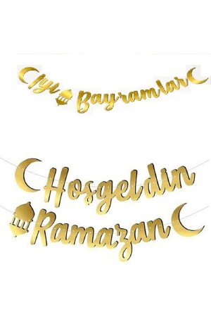 Hoşgeldin Ramazan Kaligrafi Yazı Gold Ve İyi Bayramlar Gold Kaligrafi Yazı - 2