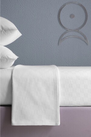 Hotel Series, luxuriöse Einzel-Tagesdecke aus Piqué-Baumwolle mit kleinem Schachbrettmuster, Mehrzweck-Tagesdecke, weiße Farbe, TYC00420861567 - 2