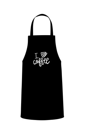 I Love Coffee Written Special Print Chef Küchenschürze Schwarz TTMO0255 - 2