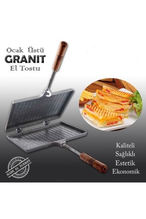 Iç Dış Granit Döküm El Tost Makinası, Granit Ultra Lüks Ocak Üstü Tost Gril ZUBA-GRANIT-TOST23 - 3