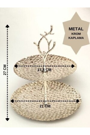 Iki Katlı Metal Sunumluk & Lokumluk & Çerezlik & Meyvelik TYC00588177821 - 6