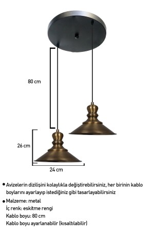 Ikili Nantes Circle Eskitme Rengi Metal Sarkıt Avize Lamba Rustik Vintage Iç Mekan Ofis Cafe BMM7104XXXX14 - 10