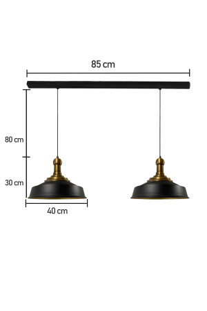 Ikili Siyah Asaletli Eskitme Long Knob Başlık Retro Sarkıt Lamba Restoran Salon Aydınlatma BMM7152LTB - 4