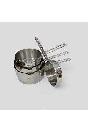 İnci Sauce Pan Kaçerola Milchkännchen 4er-Set (Saucenschüssel und 12 cm-14 cm-16 cm Milchkännchen) Edelstahl 4XR - 3