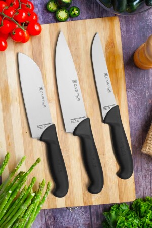 Incisive Series 3-teiliges Küchenmesserset Santaku Chef Fleisch Brot Gemüse Obst Messer CS8 - 5