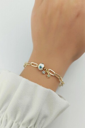 Ineinandergreifendes Kettenarmband mit Evil Eye-Perlen Trbilek70283 - 2