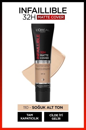 Infaillible 32h Matte Cover High Coverage Foundation – 110 Cooler Unterton - 1