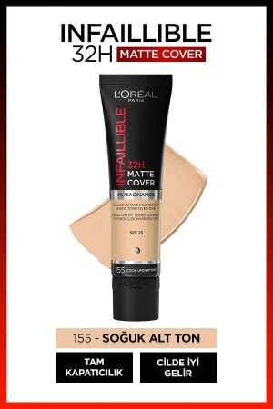 Infaillible 32h Matte Cover High Coverage Foundation – 155 Cooler Unterton - 3