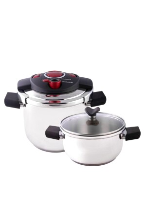 Innocook 4-6,5 Lt Düdüklü Tencere Seti Kırmızı 600.15.01.0043 - 1