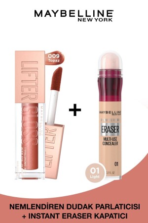 Instant Anti Age Eraser Concealer – 01 Light & Lifter Gloss Feuchtigkeitsspendender Lipgloss 009 Topaz - 1