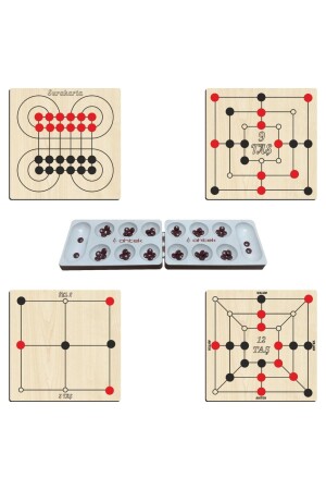 Intelligenz- und Strategiespiel-Set aus Holz, 5 Teile, 3 Steine ​​+ 9 Steine ​​+ 12 Steine ​​+ Surakarta und Mangala eticset259 - 7