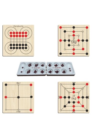 Intelligenz- und Strategiespiel-Set aus Holz, 5 Teile, 3 Steine ​​+ 9 Steine ​​+ 12 Steine ​​+ Surakarta und Mangala eticset259 - 4