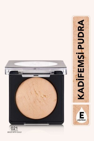 Intensiv pigmentierter gebackener Mattpuder – gebackener Puder – 021 Beige mit Gold – 8682536053532 - 1