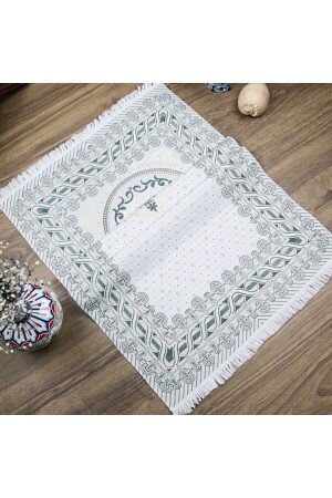 Ipek Saten Osmanlı Desenli Seccade Koyu Yeşil 67x120 Cm - 230 gr IOSY - 5