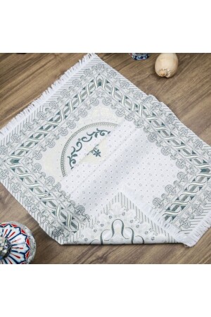 Ipek Saten Osmanlı Desenli Seccade Koyu Yeşil 67x120 Cm - 230 gr IOSY - 6