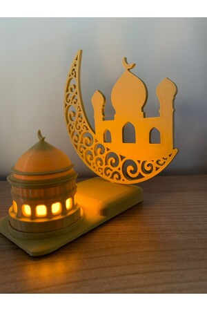 İslami Motifli Dekoratif Tealight Aydınlatma Hilal Içinde Cami Ramazan Hediyesi - 2