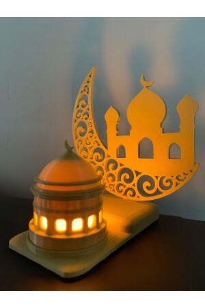 İslami Motifli Dekoratif Tealight Aydınlatma Hilal Içinde Cami Ramazan Hediyesi - 8