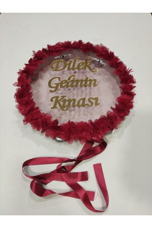 İsme Özel Lazer Güllü Pleksi Süslü Deri Tef Kına Gecesi Gelin Tefi 30 cm Vurmalı Çalgı Müzik Aleti - 2