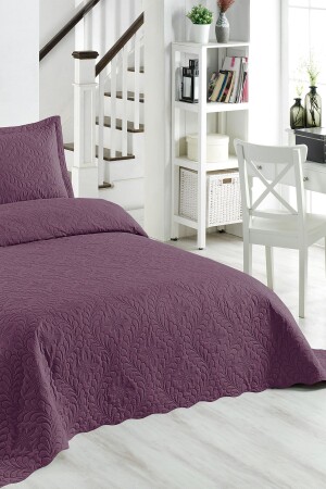 Ivy Mürdüm Çift Kişilik Microfiber Kapitone Yatak Örtüsü - 4