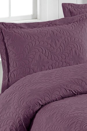 Ivy Mürdüm Çift Kişilik Microfiber Kapitone Yatak Örtüsü - 5