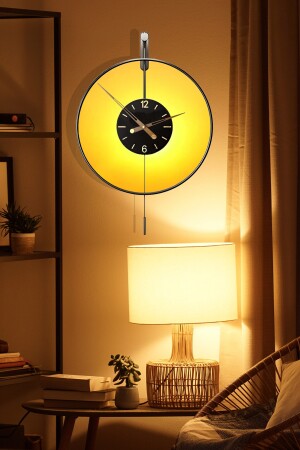 Izmir Led Time 60 Cm Siyah Metal, Kablosuz Pilli Led, Modern Dekoratif Sarkaçlı Metal Duvar Saati AGA001024005 - 5