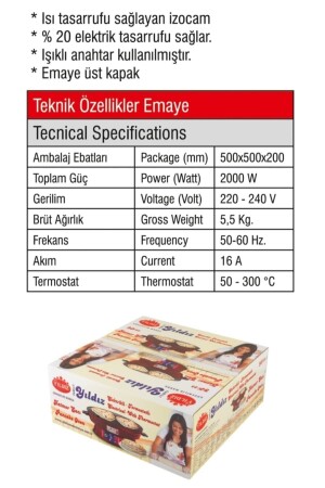 J-181 Yk-25 2000 W elektrischer Luxus-Thermostat 50 cm Brot, Pfannkuchen, Gebäck und Katmer-Blatt YK-025 - 5