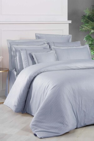 Jacquard Stripe Blue Double 260 Tc 100% Cotton Satin Duvet Cover Set SAREV. 3175508005 - 2