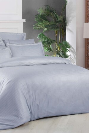 Jacquard Stripe Blue Double 260 Tc 100% Cotton Satin Duvet Cover Set SAREV. 3175508005 - 4