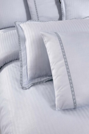 Jacquard Stripe Blue Double 260 Tc 100% Cotton Satin Duvet Cover Set SAREV. 3175508005 - 7