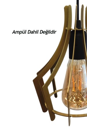 Jaula - Gold Tekli Sarkıt Retro Modern Avize, Salon, Mutfak, Antre, Hol Avize, Ledli, Led - 8