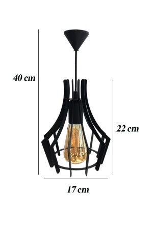 Jaula - Schwarze Einzel-Pendelleuchte, Retro-Moderner Kronleuchter, Wohnzimmer, Küche, Eingang, Flur-Kronleuchter, Led, Led - 8