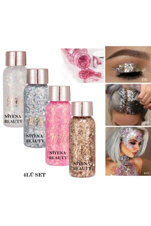 Jel Formlu Parlak Glitter Face Makeup & Body & Hair 4 Lü Set EB4Lİ - 3