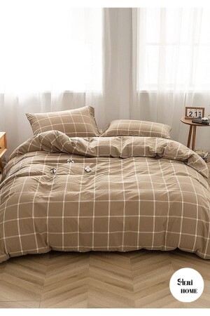 Jersey Golden Square Line Doppelbett-Bettbezug-Set Beige0210639 0214445111888948528 - 2