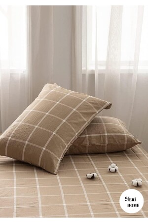 Jersey Golden Square Line Doppelbett-Bettbezug-Set Beige0210639 0214445111888948528 - 6