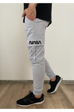 Jogginghose mit NASA-Aufdruck und Cargotasche mit elastischem Bund - 1