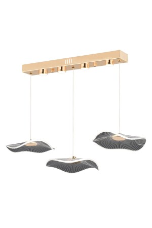 Jolie 3'lü Sıralı 3 Renkli 26 Watt Gold Kristal Ledli Modern Oturma Odası Salon Sarkıt Avize - 5