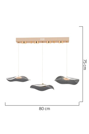 Jolie 3'lü Sıralı 3 Renkli 26 Watt Gold Kristal Ledli Modern Oturma Odası Salon Sarkıt Avize - 7