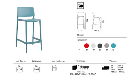 Joy - S Bar Sandalyesi 65 Cm 2 Adet - 11