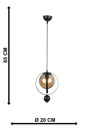 Jupiter Einzel-Kronleuchter aus schwarzem Honigglas BEG0025BEG01 - 7