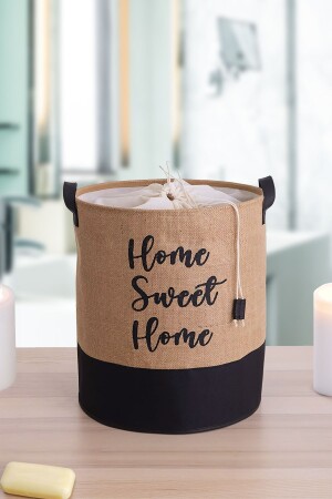 Jüt Kumaş Su Geçirmez Tabanlı Home Sweet Home Baskılı Çok Amaçlı-dekoratif-oyuncak Sepet - 2