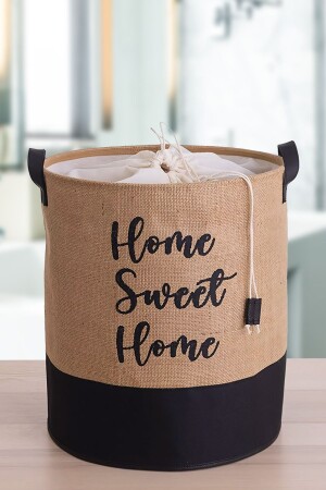 Jüt Kumaş Su Geçirmez Tabanlı Home Sweet Home Baskılı Çok Amaçlı-dekoratif-oyuncak Sepet - 5