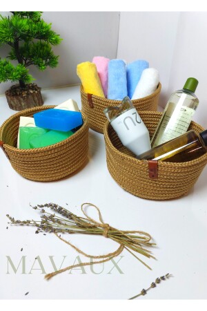 Jute-Weidenkorb-Set, handgewebt, Mehrzweckkorb, Badezimmer- und Küchen-Organizer spt03 - 8