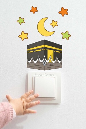 Kaaba Halbmond und Sterne R1 Ramadan Sockel Top Aufkleber - 3