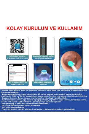 Kablosuz Wifi Kulak Temizleme Kamerası - Ios Android Iphone Uyumlu 1296p Hd Led Otoskop Kam - 6