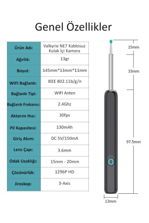 Kablosuz Wifi Kulak Temizleme Kamerası - Ios Android Iphone Uyumlu 1296p Hd Led Otoskop Kam - 9